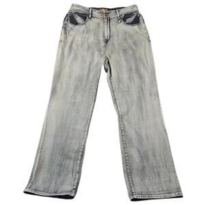 Akademiks Jeans Mens 37x33 Blue Baggy Embroidered‎ Pockets Skater Hip Hop